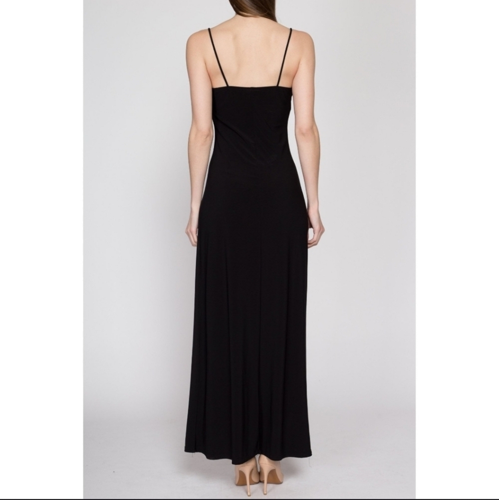 VINTAGE 90-00 JUMP Festive Maxi Women Dress Size 5-6 Black Stretch Made In USA - Picture 5 of 16